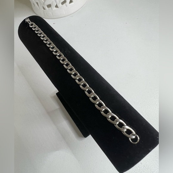 Stainless Steel Men's Silver Bracelet, Fashion Hip Hop Cuban Link201 Steel NWT - Picture 8 of 8